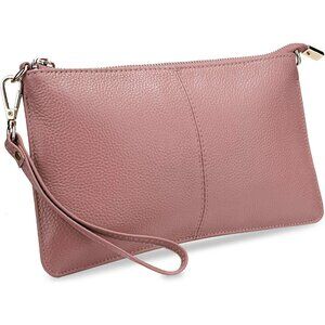 RFID Blocking Cross Brown Chain Wristlet Purse Women Small Clutch Zipper Pockets